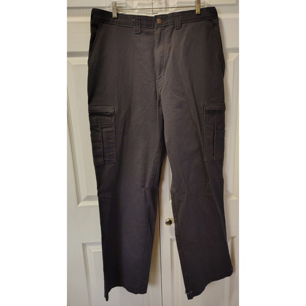 Dickies Relaxed Fit Cargo Work Pants Distressed Grunge Charcoal Grey 36x34